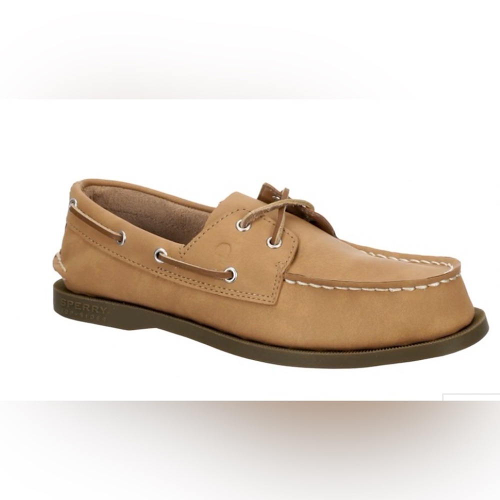 Sperry Authentic Original Slip On Boys 2 Eye Boat Shoes Sahara Size 4 1/2 READ!